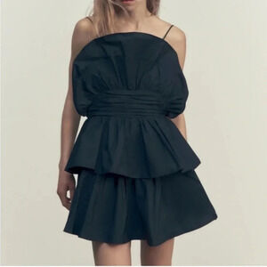 Zara Black Mini Ruffle Dress Size S